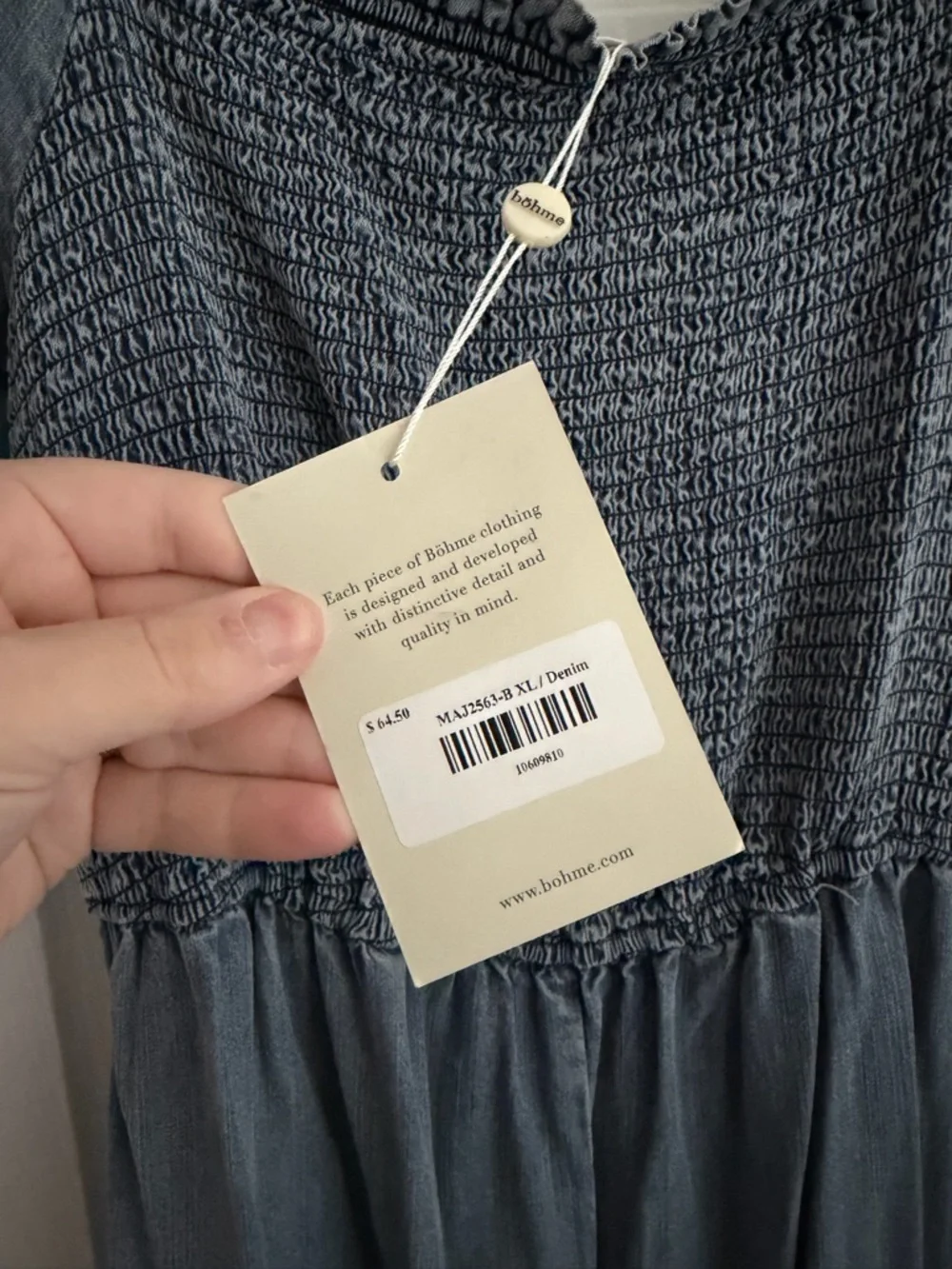 bohme Light Blue Smocked Jumpsuit with Puff Sleeves - Picture 3 of 5